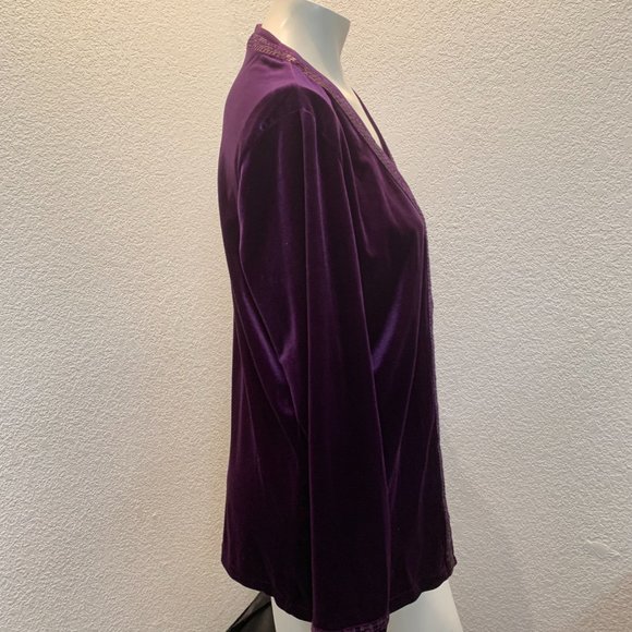 Quacker Factory purple velvet sequin jacket size M excellent condition - Picture 6 of 12